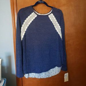 Rewind Blue long sleeve women's blouse XL